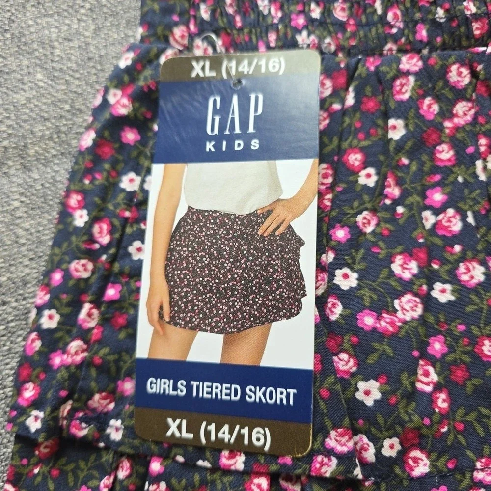 Gap Kids Girls Soft Lightweight Relaxed Fit Pull-On Tiered Skort XL 14/16 Floral